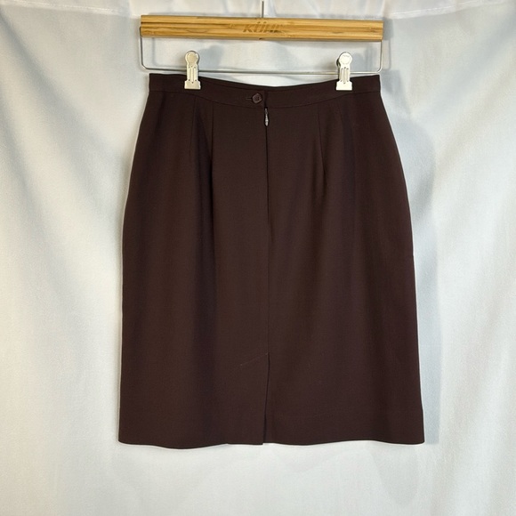 Laura Ashley Burgundy Wine Plum Wool Pencil Suit Skirt Size 8 Fits Small - Picture 2 of 8